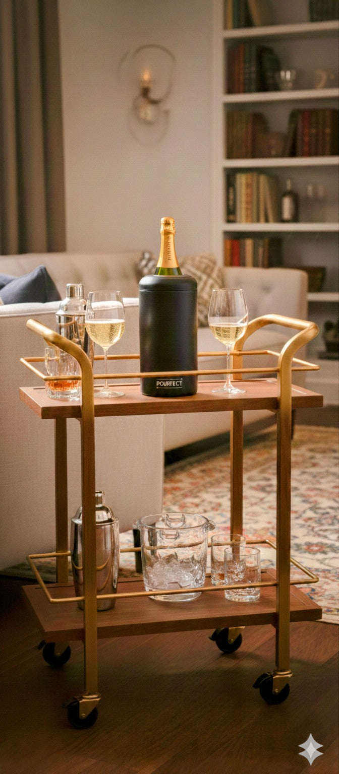 POURFECT Black Stainless Steel Wine Chiller - Durable Double Walled Champagne and Wine Cooler - Vacuum Insulated Wine Gifts & Accessories for Wine Enthusiasts