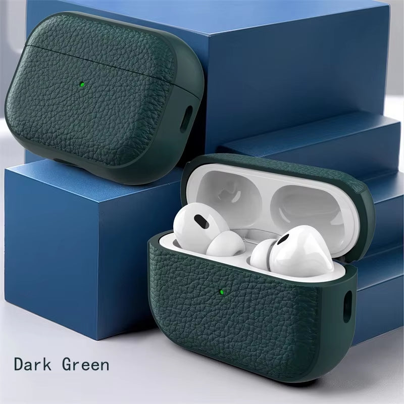 Leather Texture Case for Apple Airpods 1 2 3 4 Pro Air Pods Wrieless Bluetooth Earphone Protective Cover Anti-Lost Headphone Bag