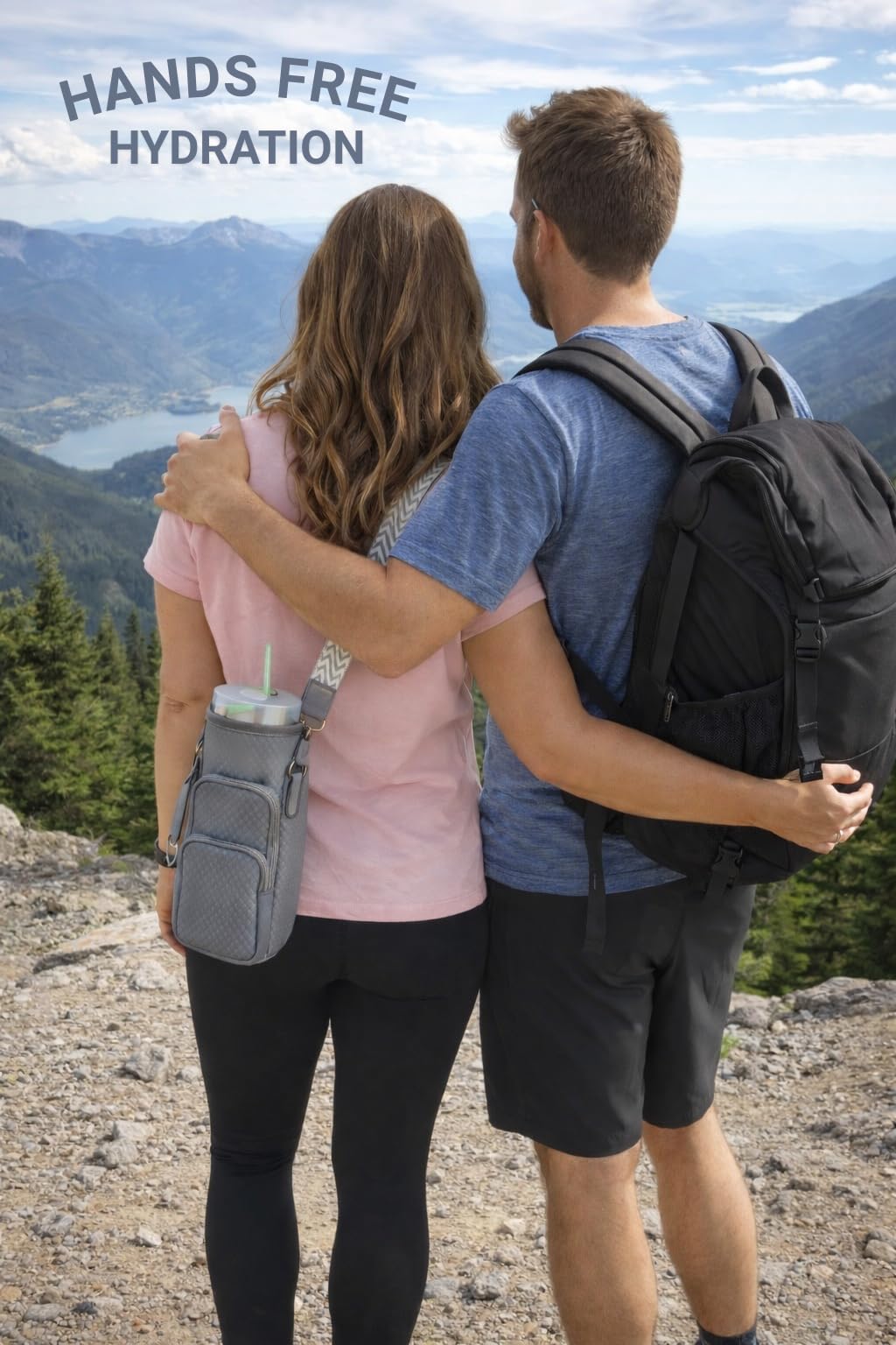 DrinkDuo Universal 40oz Water Bottle Carrier Bag - 3D Embossed Neoprene Insulated Sleeve with Phone Pocket, Adjustable Crossbody Shoulder Strap & Hand Strap - Fits Hydro Flask, Stanley & More