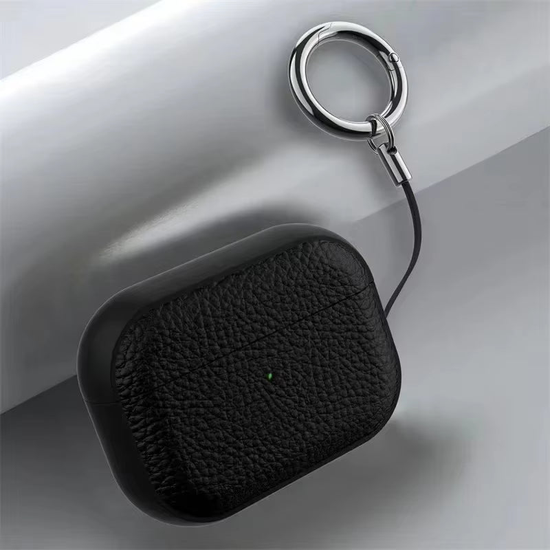 Leather Texture Case for Apple Airpods 1 2 3 4 Pro Air Pods Wrieless Bluetooth Earphone Protective Cover Anti-Lost Headphone Bag